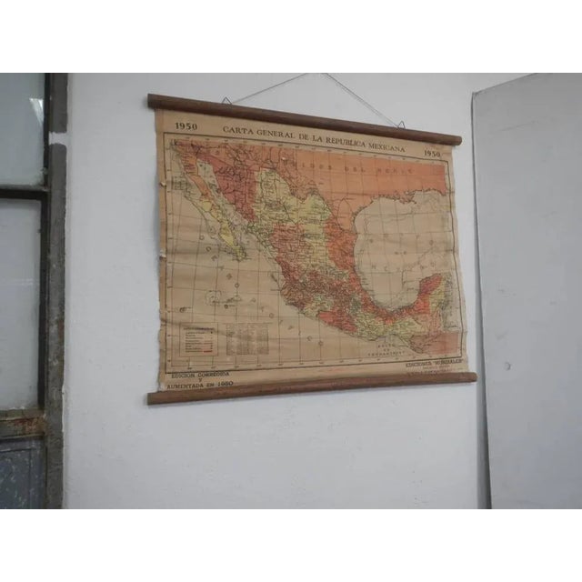 Mexican Republic Map, 1950s, in Worn conditions. Designed 1950 to 1959 This piece has an attribution mark, I am sure that...