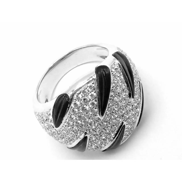 Cartier Panther Panthere Claw 18k White Gold Diamond Onyx Ring Size 53 For Sale In Philadelphia - Image 6 of 9