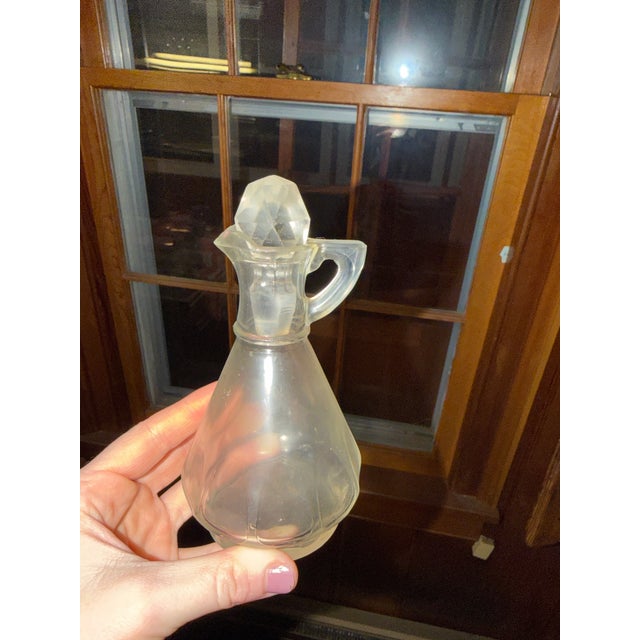 Victorian Antique Vintage Pressed Glass Syrup / Vinegar Cruet With Original Stopper – Victorian Tableware - Set of 2 For Sale - Image 3 of 3