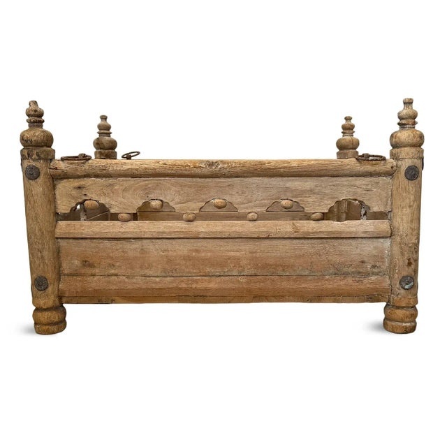 Early 20th Century Antique Wood Carved Jhula Box Table For Sale - Image 5 of 8