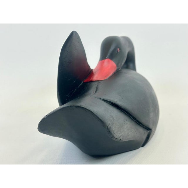 Large Vintage Carved Wood Black Swan Figurine, in Restored conditions. Designed before 1890