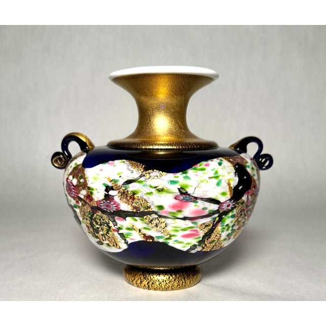 A sculptural handblown glass vase by acclaimed Japanese studio glass artist Kuniaki Kuroki (born 1945, Miyazaki...