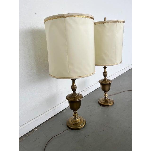 Rembrandt Lamp Company Vintage Rembrandt-Style Brass Torchiere Table Lamps - Set of 2 For Sale - Image 4 of 8
