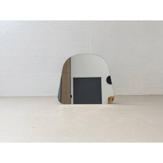 Mid-Century Organically Shaped Standing Mirror with Wooden Frame For Sale - Image 13 of 14