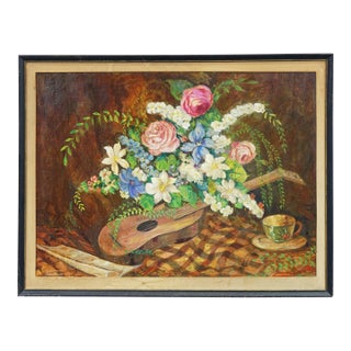 Mid 20th Century Still Life Original Oil on Canvas Signed For Sale