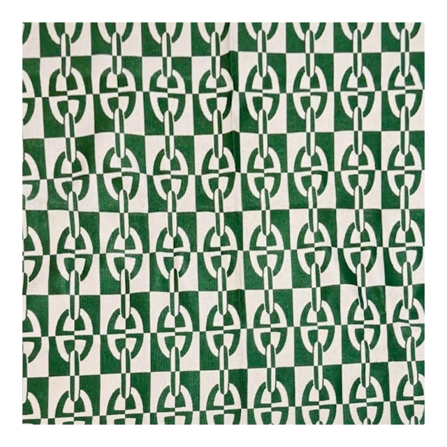 Hermès Paris Optique Chaine D’ancre Fabric / Performance Fabric in Chlorophylle / Green and White For Sale