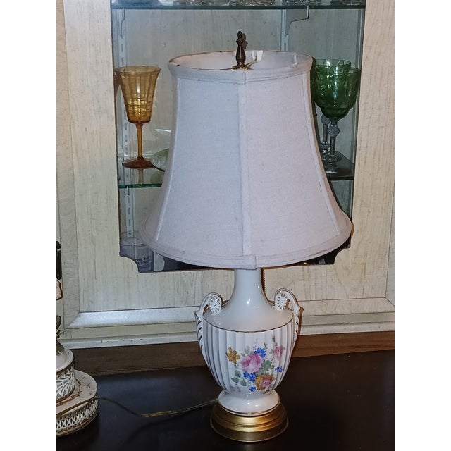 Ceramic Vintage German Dresden Style Porcelain Urn Table Lamp For Sale - Image 7 of 7