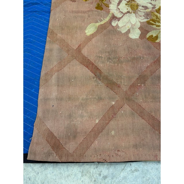 Large Antique Handwoven Floral French Aubusson Tapestry For Sale In Fayetteville, AR - Image 6 of 14