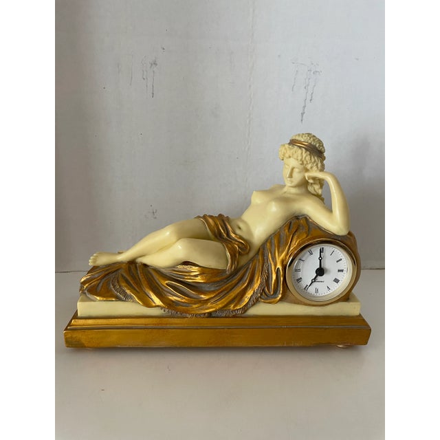 1930s Art Nouveau "Taranis" Nude Sculpture Resin Mantle Clock Marked For Sale - Image 10 of 10