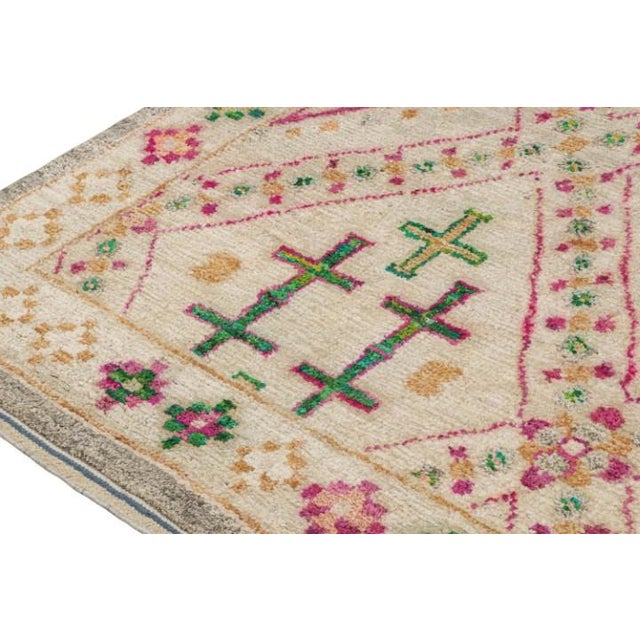 Moroccan Rug & Kilim’s Moroccan Style Rug in Beige With Vibrant Geometric Patterns For Sale - Image 3 of 7