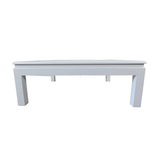 Carl Springer Style White Raffia Coffee Table For Sale - Image 4 of 9