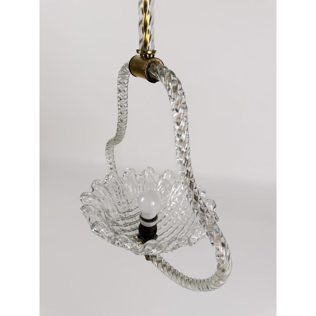 Art Deco Italian Murano Glass and Brass Pendant in the style of Barovier, 1930s For Sale - Image 16 of 18