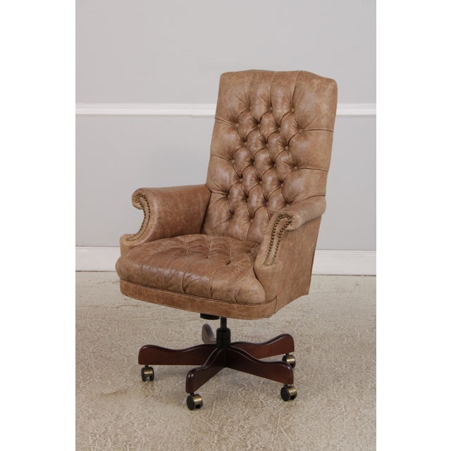 Traditional Lexington Tufted Leather Executive Desk Chair For Sale - Image 3 of 15