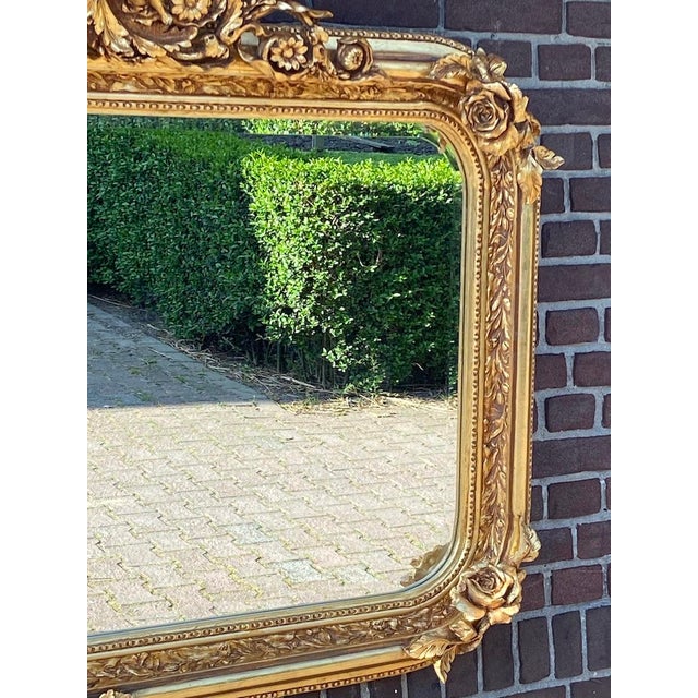 Gold Late 20c French Louis XVI Gold Wood Wall Mirror For Sale - Image 8 of 9