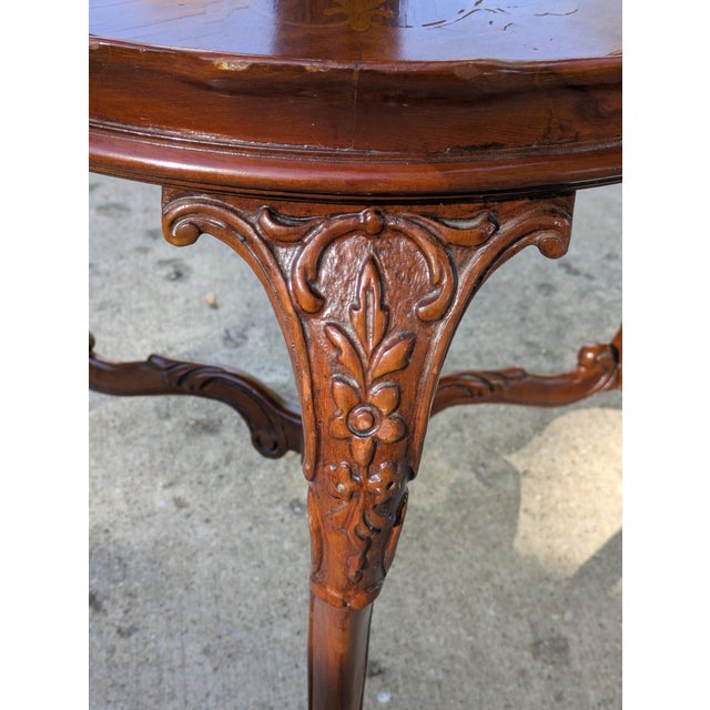 Vintage French Style Two Tier Table Dessert Parlor With Inlays For Sale - Image 13 of 17