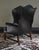 Kittinger Early Kittinger Wing Chair in Black Leather For Sale - Image 4 of 8