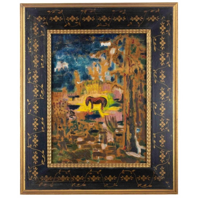 1960s Sirio Pellegrini, Grazing Horse, Oil Painting, 1960s For Sale - Image 5 of 5