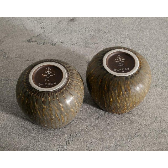 1950s Mid-Century Swedish Stoneware Rubus Bowls by Gunnar Nylund for Rörstrand, 1950s, Set of 2 For Sale - Image 5 of 6