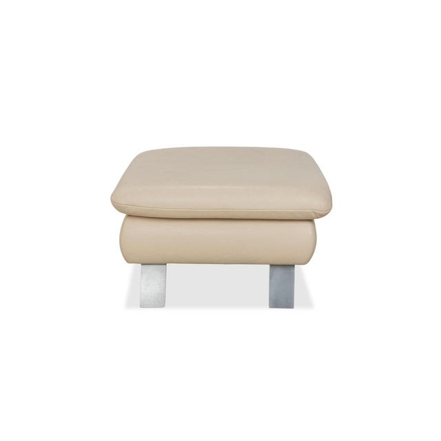 Animal Skin Leather Rossini Stool in Cream Beige from Koinor For Sale - Image 7 of 11