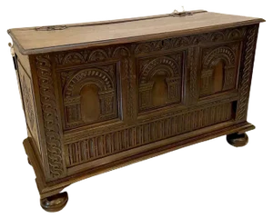 Large 17th Century Carved Oak Coffer