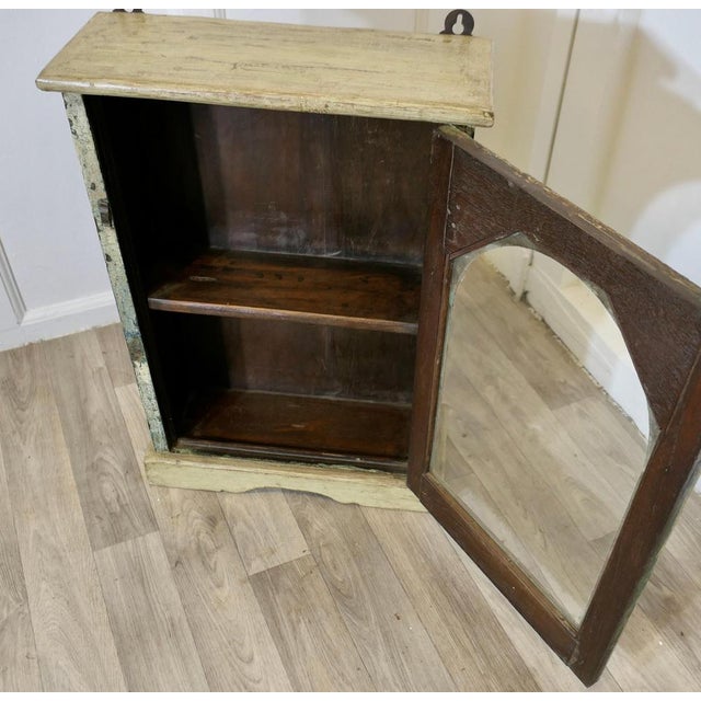 Wood Wall Hanging Shabby Painted Cupboard For Sale - Image 7 of 9