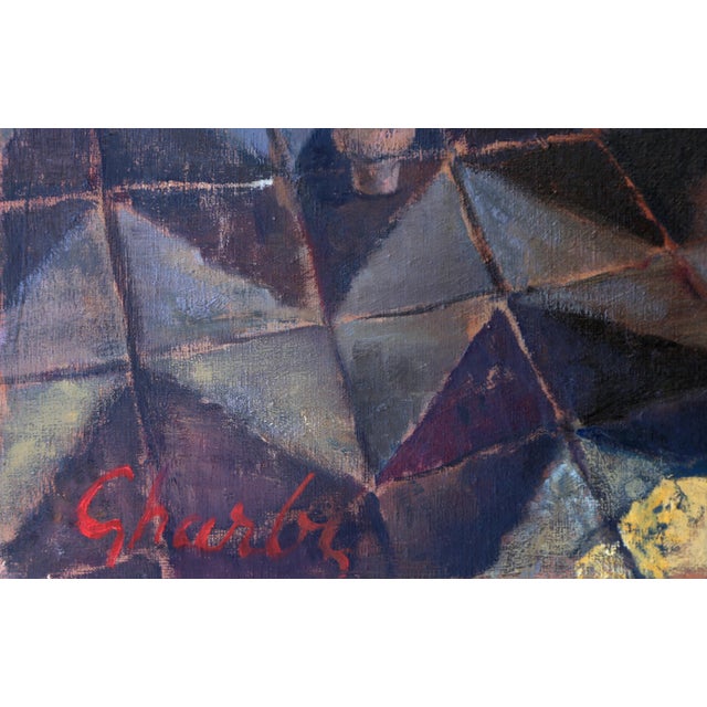 Folk Art Preparing Food, Jalal Gharbi Oil on Canvas Painting For Sale - Image 3 of 5