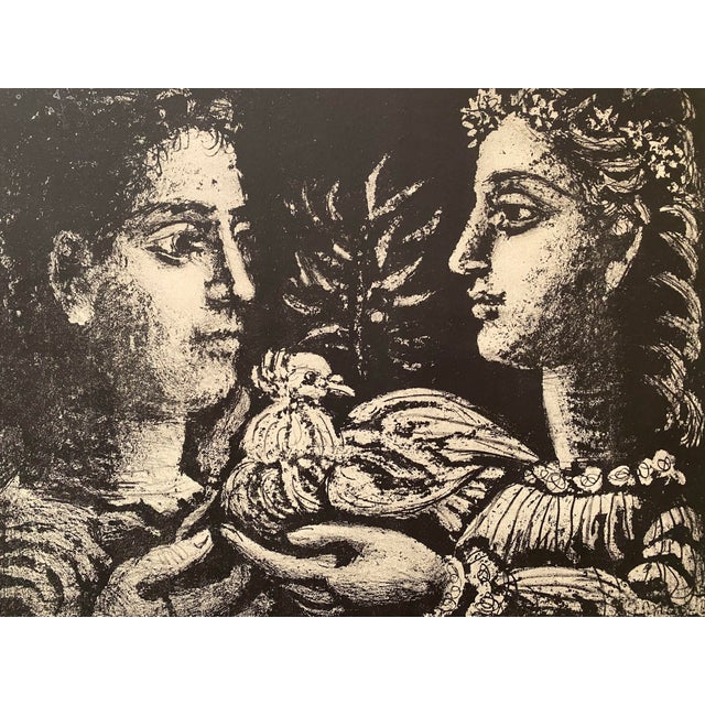 Wood Pablo Picasso Vintage 1950 Hand Signed Mourlot Fine Art Lithograph Print " Les Partisans De La Paix " Framed Landmark French Poster For Sale - Image 7 of 15