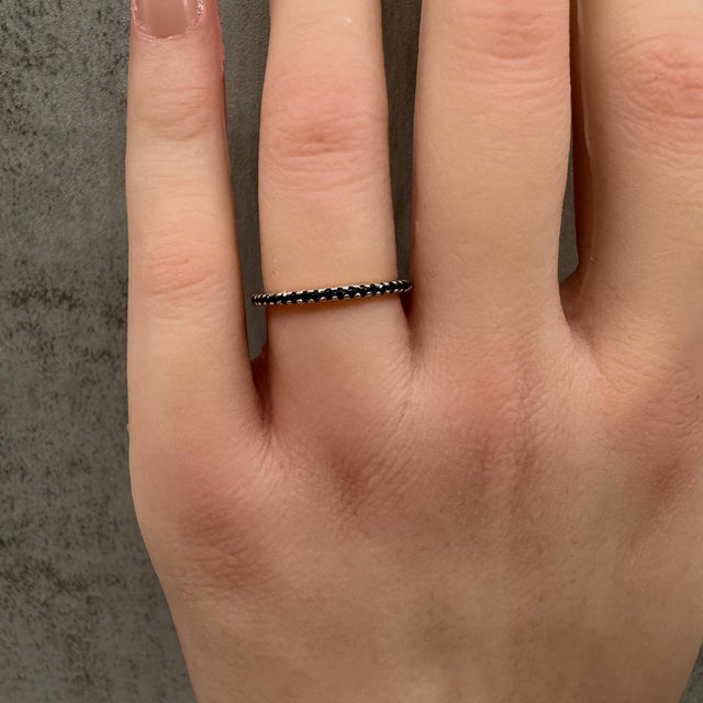 Blue Sapphire Eternity Ring in 14kt Yellow Gold - 1.25mm, Size 6.5, New For Sale - Image 4 of 5