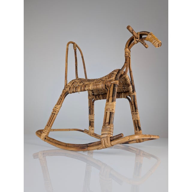 1960s Childrens Rocking Horse in Bamboo and Rattan, 1960s For Sale - Image 5 of 11