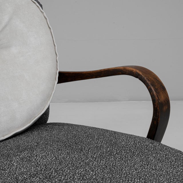 1940s Czech Art Deco Upholstered Armchairs With Round Pillows - A Pair For Sale - Image 11 of 18