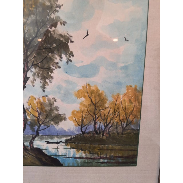 Mid 20th Century Vintage Johnson Lee Watercolor Signed Painting Master Finger Painter For Sale - Image 5 of 8