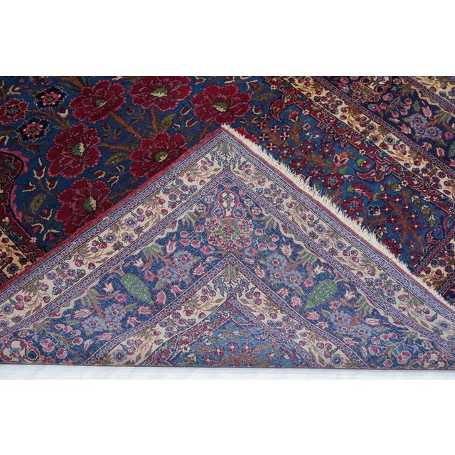 Ink Blue Antique Semnan Rug 4'9'' X 6'5'' For Sale - Image 8 of 9