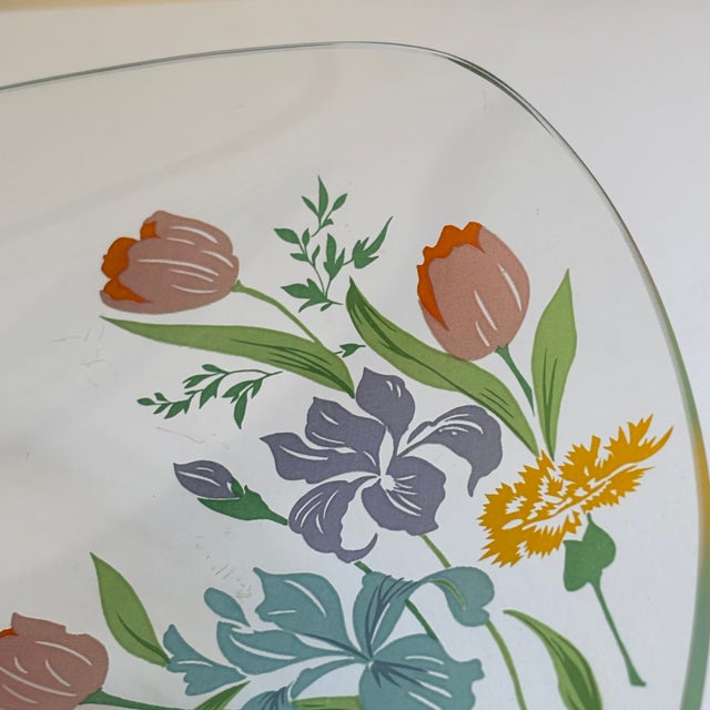 Mid-20th Century Dorothy Thorpe Curved Glass Floral Serving Platter For Sale In Baltimore - Image 6 of 8