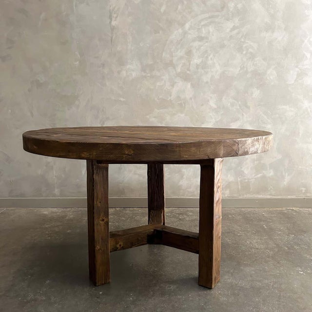 Mid-Century Modern Custom Reclaimed Elm Wood Dining Table in Dark Finish For Sale - Image 3 of 9