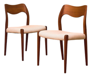 Danish Model 71 Dining Chairs in Teak by Niels O. Moller for J.L. Møllers Møbelfabrik, 1950s, Set of 2