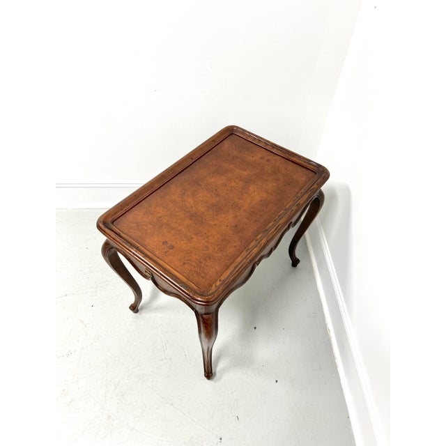 Late 20th Century Henredon Distressed Burl Oak French Country Style Tea Table For Sale - Image 5 of 12