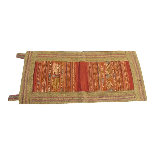 Vintage Red Stripes Silk Banner Textile For Sale