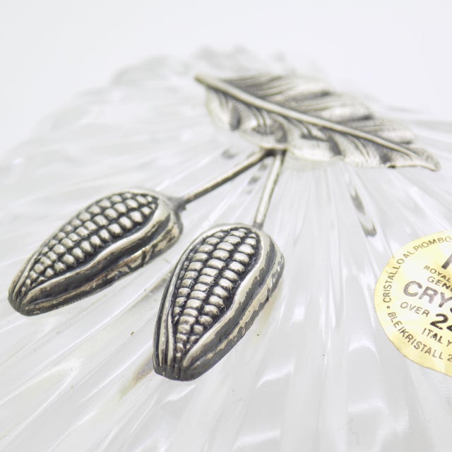 Vintage Italian Handmade Genuine Silver & Premium 24% Lead Crystal Ear Corn Jewelry Box For Sale - Image 10 of 15