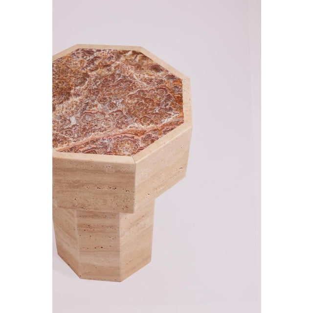 Contemporary Red Onyx Gisele Side Table by Studio Gaia Paris For Sale - Image 3 of 14