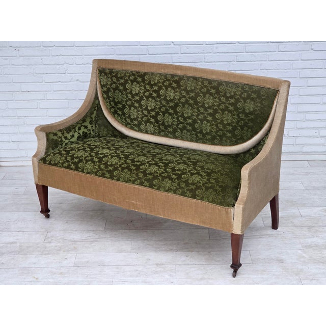 1930s Danish Ash Wood Two-Seater Sofa with Velour Upholstery, 1930s For Sale - Image 5 of 18