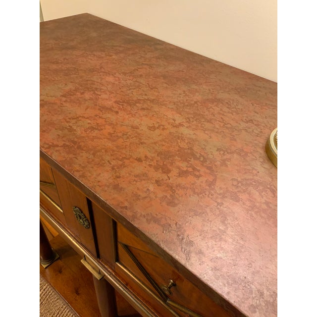 Early 19th C. French Empire Mahogany & Brass Cabinet, Faux-Marble Top For Sale - Image 14 of 14