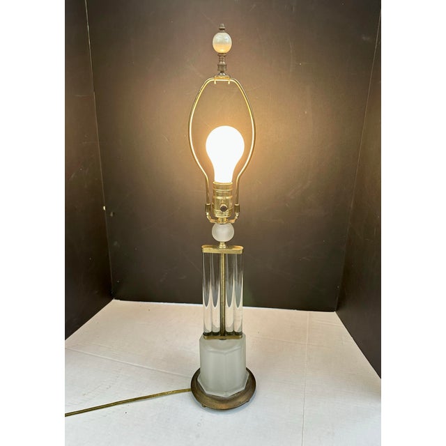 Metal Vintage Neoclassical Glass Rod Table Lamp For Sale - Image 7 of 10