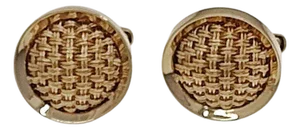 Round 14k Gold Cuff Links, A Pair