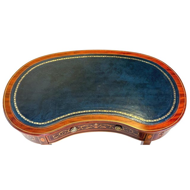 19th Century Mahogany Kidney Shaped Writing Table, 1890 For Sale - Image 6 of 14