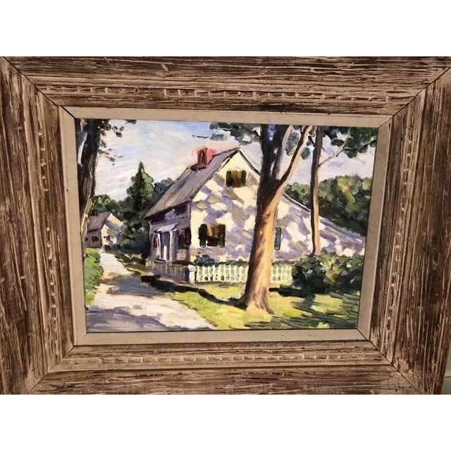 New England Summer Home Painting. Classic Americana of a cape house in the summer. Oil on canvas house in a very thick,...
