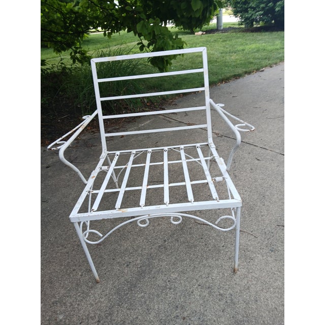 Vintage Wrought Iron Side Lounge Patio Chair For Sale - Image 4 of 7