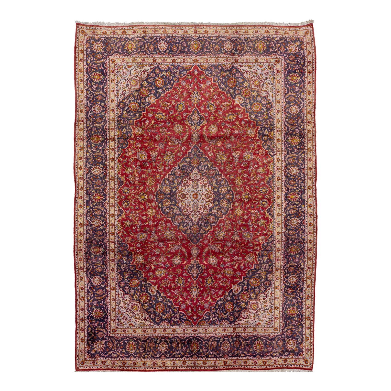 1950s Red Vintage Isfahan Deigned Wool Rug Room Size | Chairish