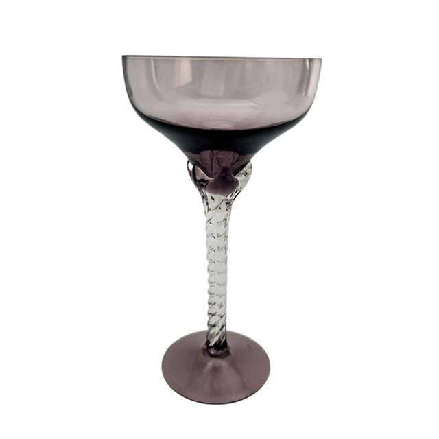 Glass Mid 20th Century Blefeld Twist Stem Champagne Coupes - Set of 5 For Sale - Image 7 of 12