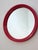 Beautiful round mirror. Italy, 1970s Plastic frame. Beautiful red color, with a design and space-age feel. Embossed,...