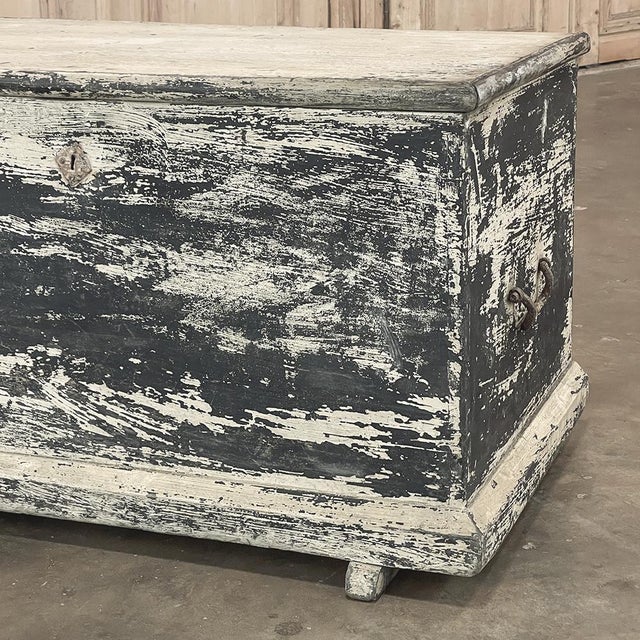 Early 19th Century Rustic Swedish Painted Trunk ~ Blanket Chest ~ Coffee Table For Sale - Image 14 of 18